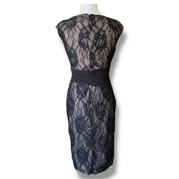Chaps Black Lace Overlay Sheath Midi Dress - Picture 2 of 16